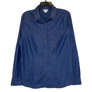 Women Embellishment Demin Shirt Size L